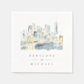 Serviette En Papier Aquarelle New York City Mariage personnalisé (Devant)