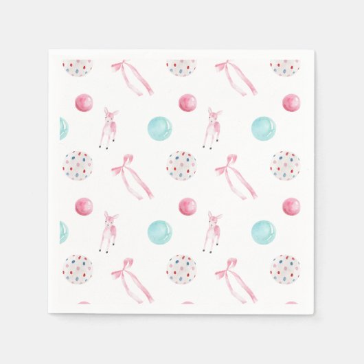 Serviette En Papier Aquarelle Noël bébé fille douche (Devant)