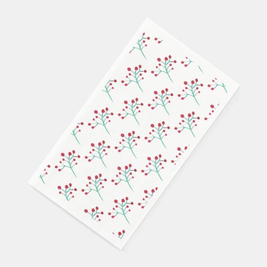 Serviette En Papier Aquarelle Noël Berry Sprigs Motif peint (Coin)