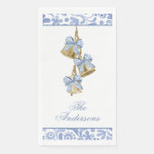 Serviette En Papier Aquarelle Noël bleu Chinoiserie Bow Bells (Devant)