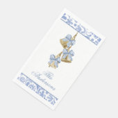 Serviette En Papier Aquarelle Noël bleu Chinoiserie Bow Bells (Coin)