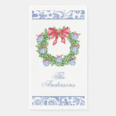 Serviette En Papier Aquarelle Noël Chinoiserie Ornement Wreath (Devant)