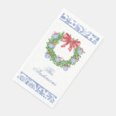 Serviette En Papier Aquarelle Noël Chinoiserie Ornement Wreath (Coin)