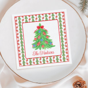Serviette En Papier Aquarelle Noël Football Arbre cadeau