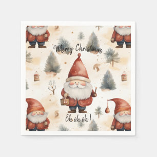 Serviette En Papier Aquarelle Noël Père Noël 2 -