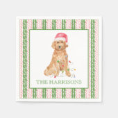 Serviette En Papier Aquarelle Noël Père Noël Chien Personnalisé (Devant)