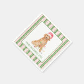 Serviette En Papier Aquarelle Noël Père Noël Chien Personnalisé (Coin)