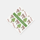 Serviette En Papier Aquarelle Noël Plaid Bow & Topiary (Coin)