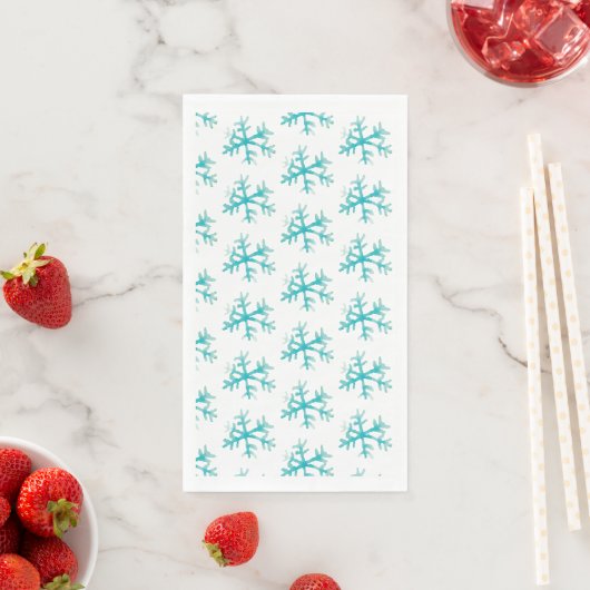 Serviette En Papier Aquarelle Noël Snowflakes Peint Motif (En situation)