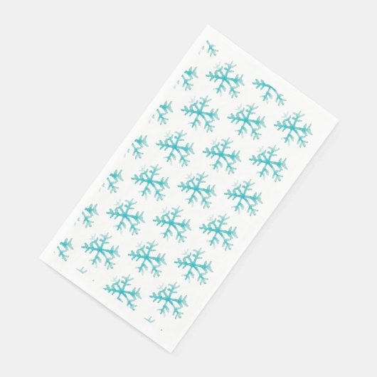 Serviette En Papier Aquarelle Noël Snowflakes Peint Motif (Coin)