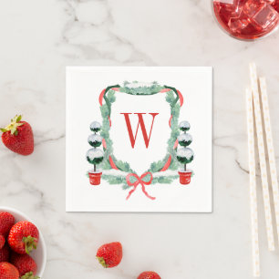 Serviette En Papier Aquarelle Noël Topio Cimier Monogramme