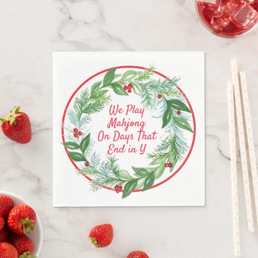 Serviette En Papier Aquarelle Noël Vacances MAHJONG (En situation)