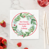 Serviette En Papier Aquarelle Noël Vacances Wreath CUSTOM (En situation)