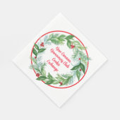 Serviette En Papier Aquarelle Noël Vacances Wreath CUSTOM (Coin)