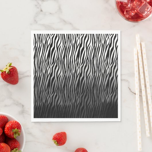 Serviette En Papier Aquarelle noir blanc Ombre Zebra Print (En situation)