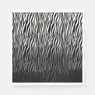 Serviette En Papier Aquarelle noir blanc Ombre Zebra Print