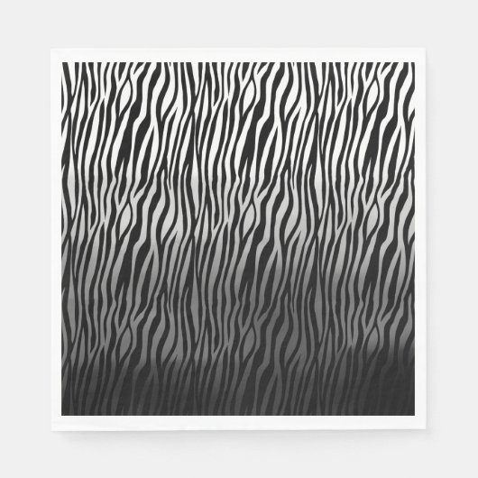 Serviette En Papier Aquarelle noir blanc Ombre Zebra Print (Devant)
