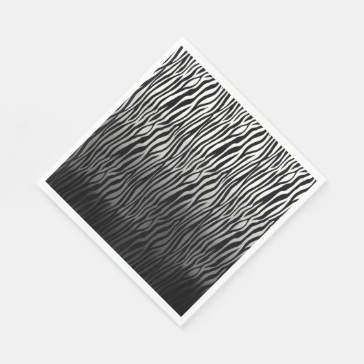 Serviette En Papier Aquarelle noir blanc Ombre Zebra Print (Coin)
