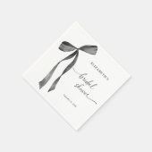 Serviette En Papier Aquarelle Noir Coquette Nœud Mariage (Coin)