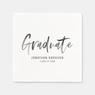Serviette En Papier Aquarelle noire Lettering Graduation