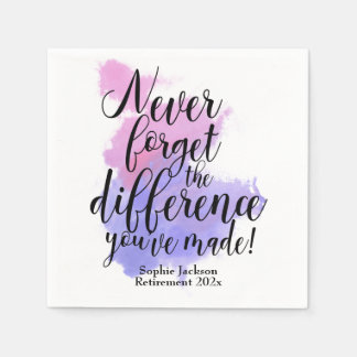 Serviette En Papier Aquarelle N'Oubliez Jamais La Différence Retraite