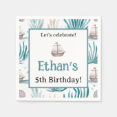 Serviette En Papier Aquarelle Océan Enfants Nautique (Devant)