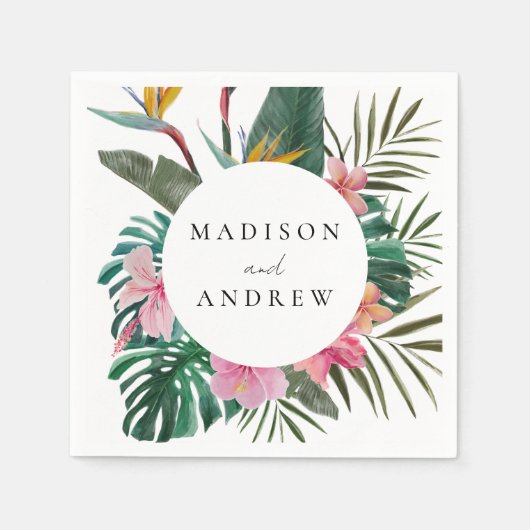 Serviette En Papier Aquarelle Oiseau de Paradise Mariage de couronne (Devant)