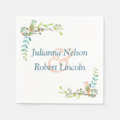 Serviette En Papier Aquarelle oiseaux serviettes (Devant)