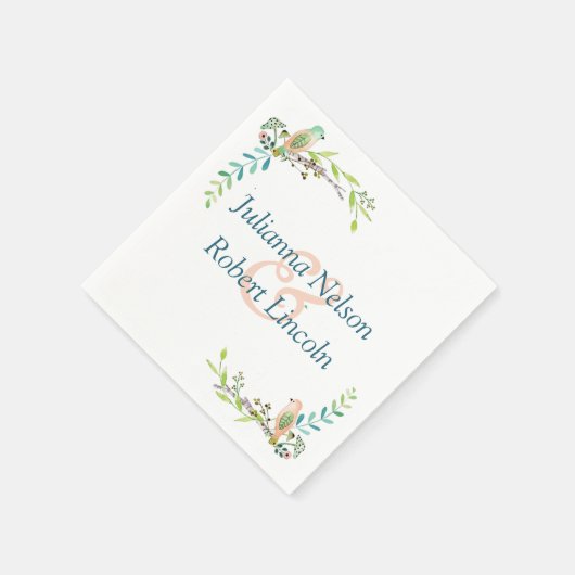 Serviette En Papier Aquarelle oiseaux serviettes (Coin)