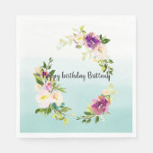 Serviette En Papier Aquarelle Ombre à la menthe rose Bourgogne (Devant)