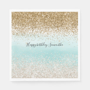 Serviette En Papier Aquarelle Ombre Gold Glitzy Parties scintillant