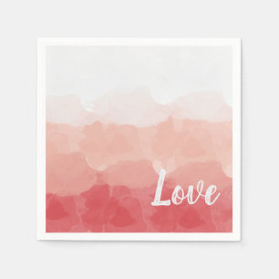 Serviette En Papier Aquarelle Ombre rouge et rose Gradient Love
