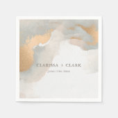 Serviette En Papier Aquarelle or Abstraite Elegant Mariage (Devant)