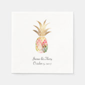 Serviette En Papier Aquarelle Or Ananas Mariage Cocktail (Devant)