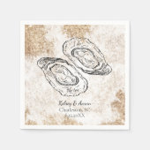 Serviette En Papier Aquarelle Or moderne Oyster Beach Mariage (Devant)