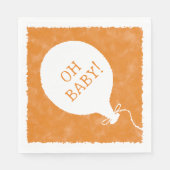 Serviette En Papier Aquarelle orange Baby shower texte personnalisé Oh (Devant)