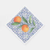 Serviette En Papier Aquarelle Orange Bleu Mariage méditerranéen (Coin)