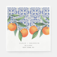 Aquarelle Orange Bleu Mariage méditerranéen