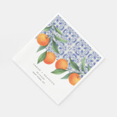 Serviette En Papier Aquarelle Orange Bleu Mariage méditerranéen (Coin)