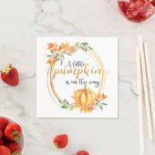 Serviette En Papier Aquarelle Orange Citrouille Feuilles Baby shower d (En situation)