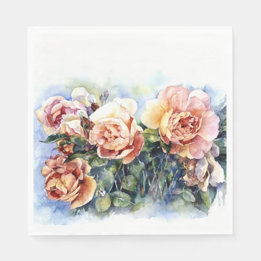 Serviette En Papier Aquarelle orange fleurs rose illustration flowe (Devant)