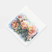 Serviette En Papier Aquarelle orange fleurs rose illustration flowe (Coin)
