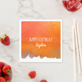Serviette En Papier Aquarelle orange mignonne Joyeux Anniversaire pers (En situation)