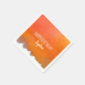 Serviette En Papier Aquarelle orange mignonne Joyeux Anniversaire pers (Coin)