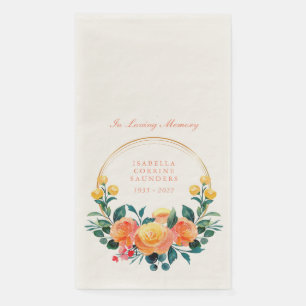 Serviette En Papier Aquarelle Orange Rustique Floral En Mémoire Amoure