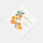 Serviette En Papier Aquarelle Oranges Fruit Fête des mariées rustique (Coin)