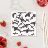 Serviette En Papier Aquarelle Orca (En situation)