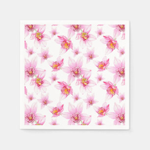 Serviette En Papier Aquarelle Orchidées Design 15