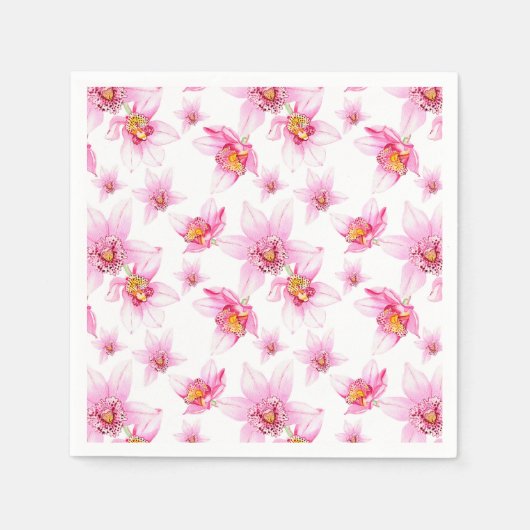 Serviette En Papier Aquarelle Orchidées Design 15 (Devant)