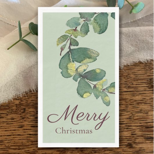 Serviette En Papier Aquarelle originale de verdure Joyeux Noël